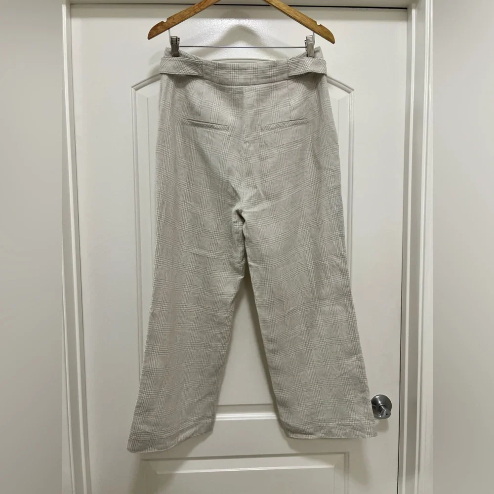 Veronica Beard Isley Check-Print Cropped Linen Cotton Blend Trouser